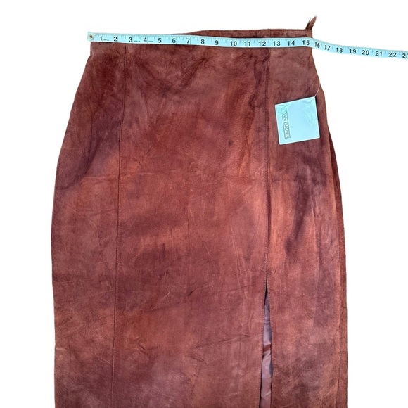 Evan Davies Womens Dark‎ Brown Suede Leather Maxi Skirt With Front Split Size 14 - Picture 9 of 13